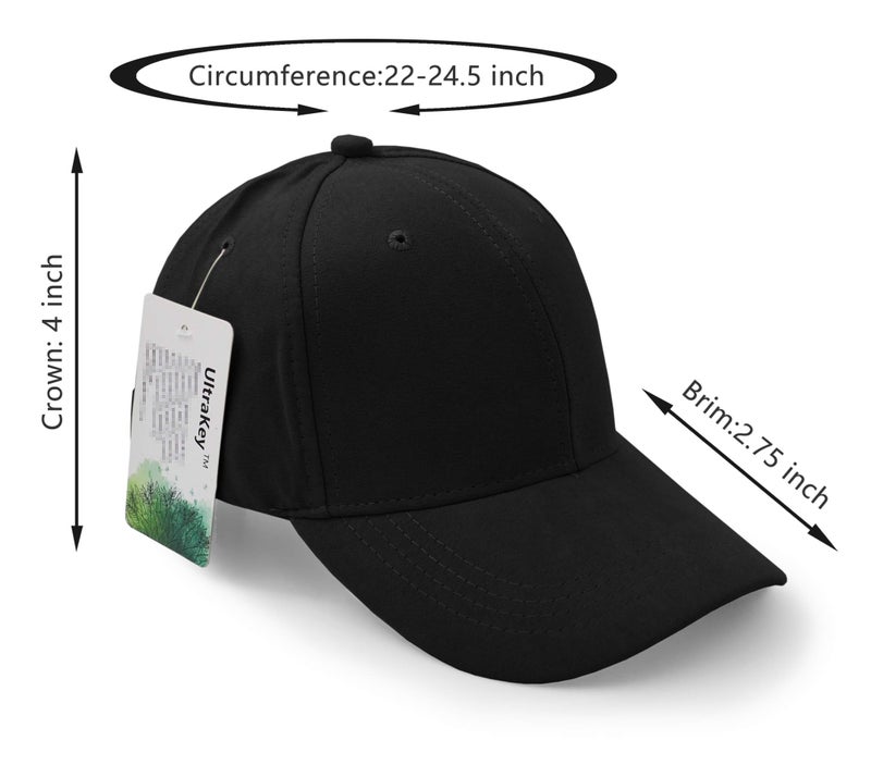 UltraKey Suede Baseball Cap, Unisex Faux Suede Leather Classic Adjustable Plain Hat Baseball Cap(Black) - Image 2